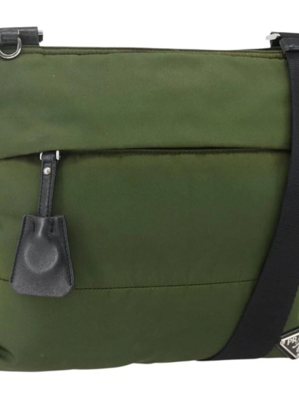 PRADA Shoulder Bag Nylon Green Silver Auth 175332
